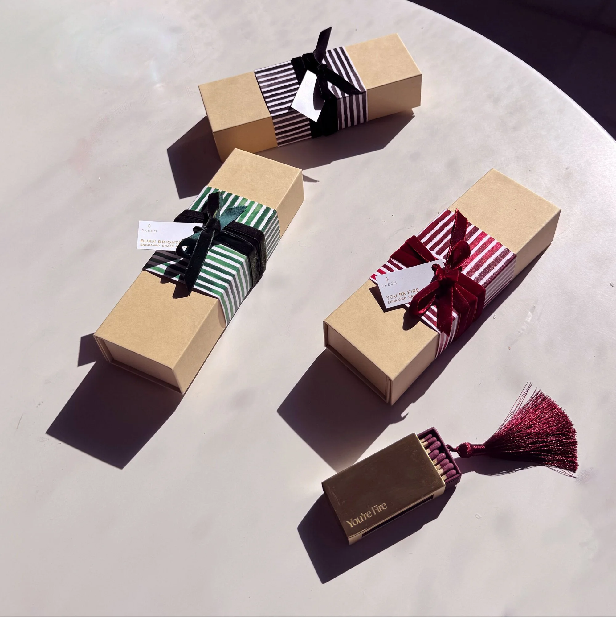 Merriment Brass Matchbox with Evergreen Tassel — Skeem Design